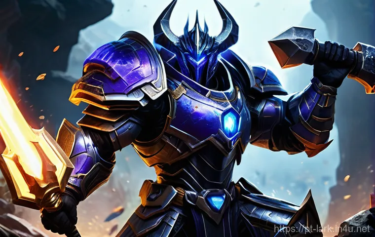 로스트아크 디스트로이어 장비 세팅 - **Lost Ark Destroyer: Perfect Swing Impact**
    A heavily armored Lost Ark Destroyer, a male charac...