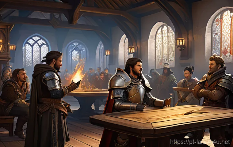 로스트아크 커뮤니티 활동 팁 - Image Prompt 1: The Welcoming Guild Hall**