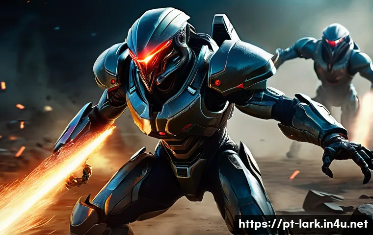 로스트아크 발탄 레이드 기믹 공략 - A dynamic battle scene featuring a large, menacing alien creature named Baltan with glowing red eyes...