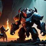 로스트아크 비아키스 레이드 전략 - A dynamic fantasy raid scene featuring a diverse team of adventurers battling a colossal boss monste...